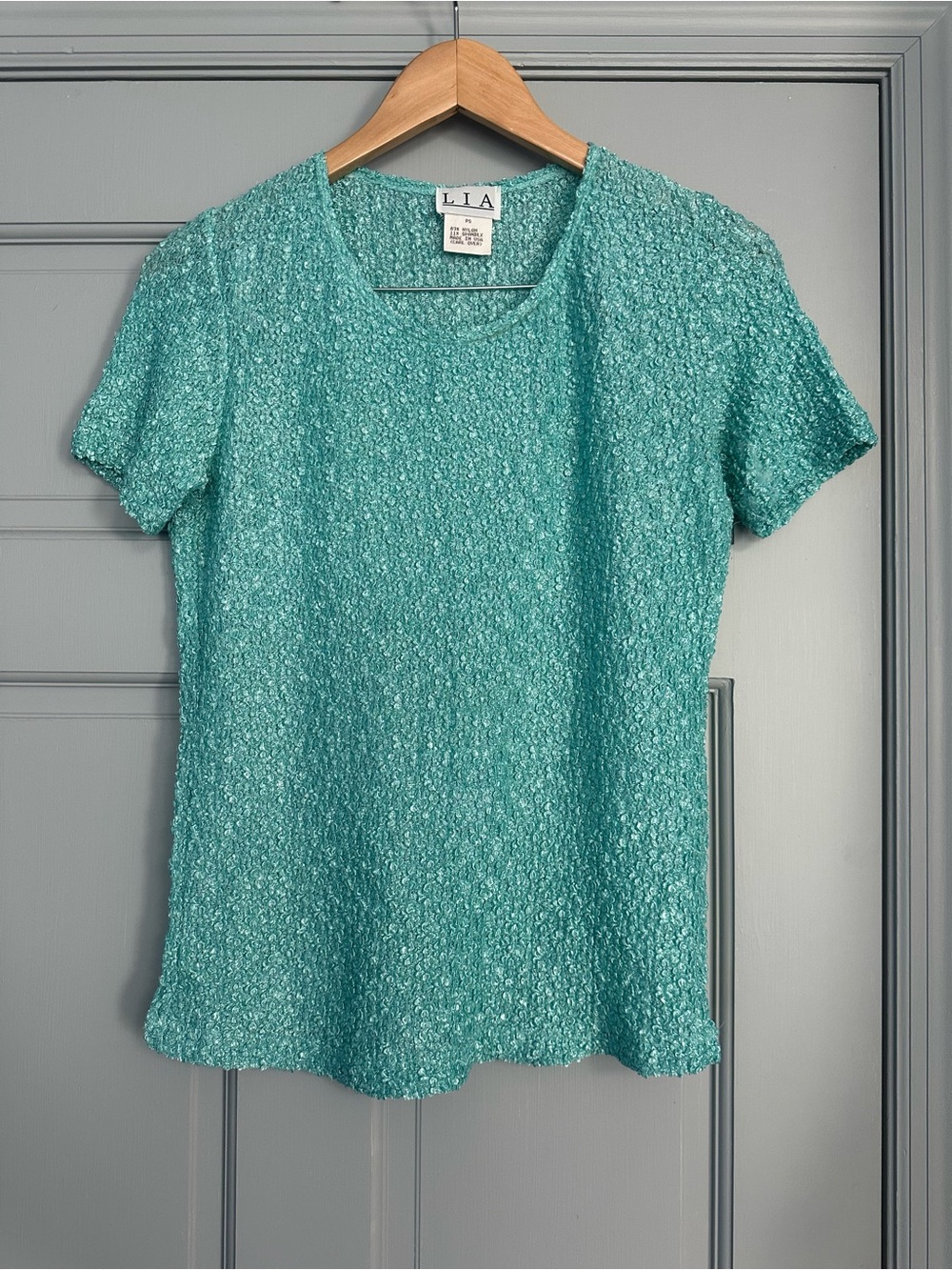 Women's Textured Short Sleeve Top in Teal